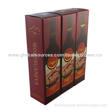 Corrugated Wine Gift Box with Hot Stamped Gold, Made of Cardboard, Customized Logo and Size Accepted